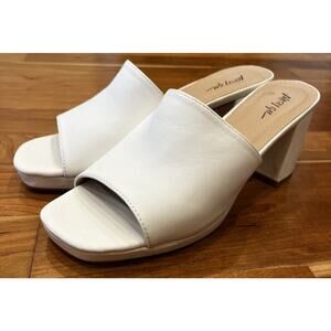 NEW Nasty Gal Open Toe Mules High Heels Sze 8/39 Women’s White Slip On